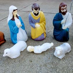 Christmas Nativity Blow Mold Holiday Yard Art Display - 8 Piece