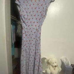 Reformation Blue Floral Dress / Slit 
