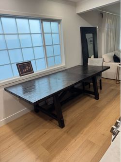 DINING TABLE-  black stain, rustic/industrial