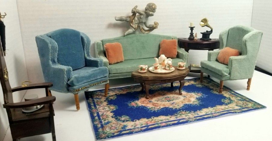 Dollhouse Miniature Furniture Halloween Spooky Living Room/ Bathroom Set 1:12