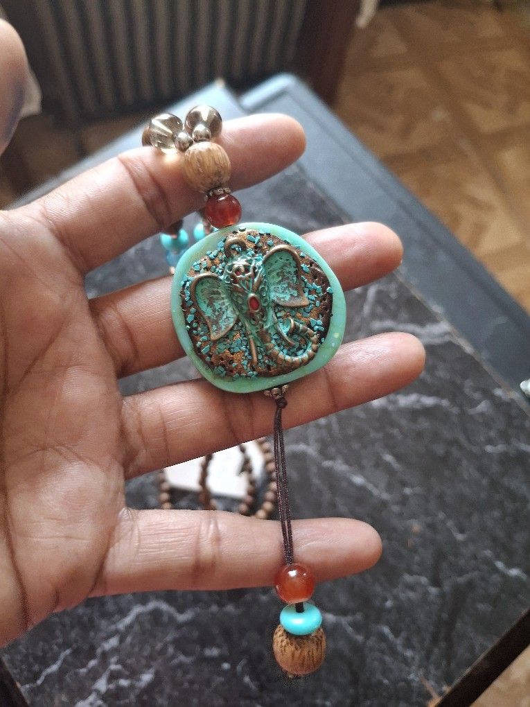Elephant Pendant Beaded Necklace