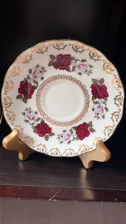 Vintage Porcelain Saucer with Rose Pattern