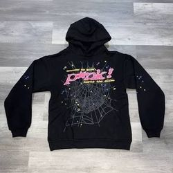 Medium Black Pink Sp5der Hoodie, Brand New