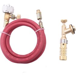for Mapp Gas Turbo Torch Plumbing Turbo Torch with Hose for Solder Propane Welding Kit, Yellow & Red