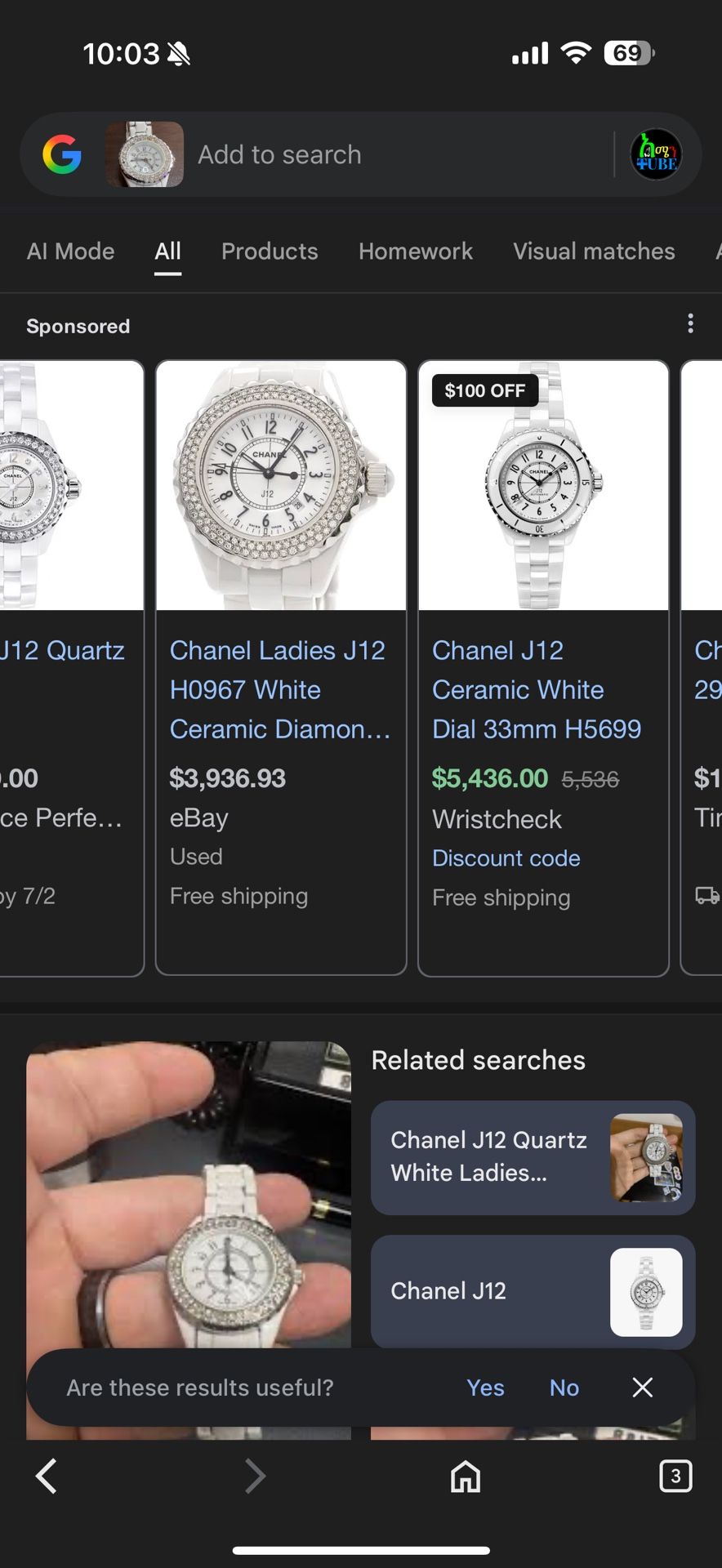 Chanel J12 ETANCHE 200mm QUARTZ Diamond Watch ZG58096 Some Wear