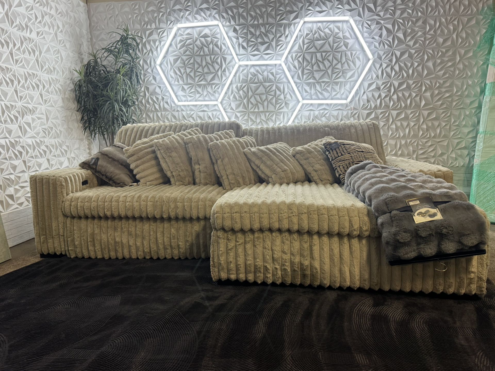 Power Sliding Chase Corduroy, Plush Sectional Couch, Fast Charging, And Usb