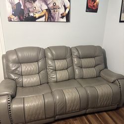 1 Piece Gray 3 Seater Leather Living Room Set Couch