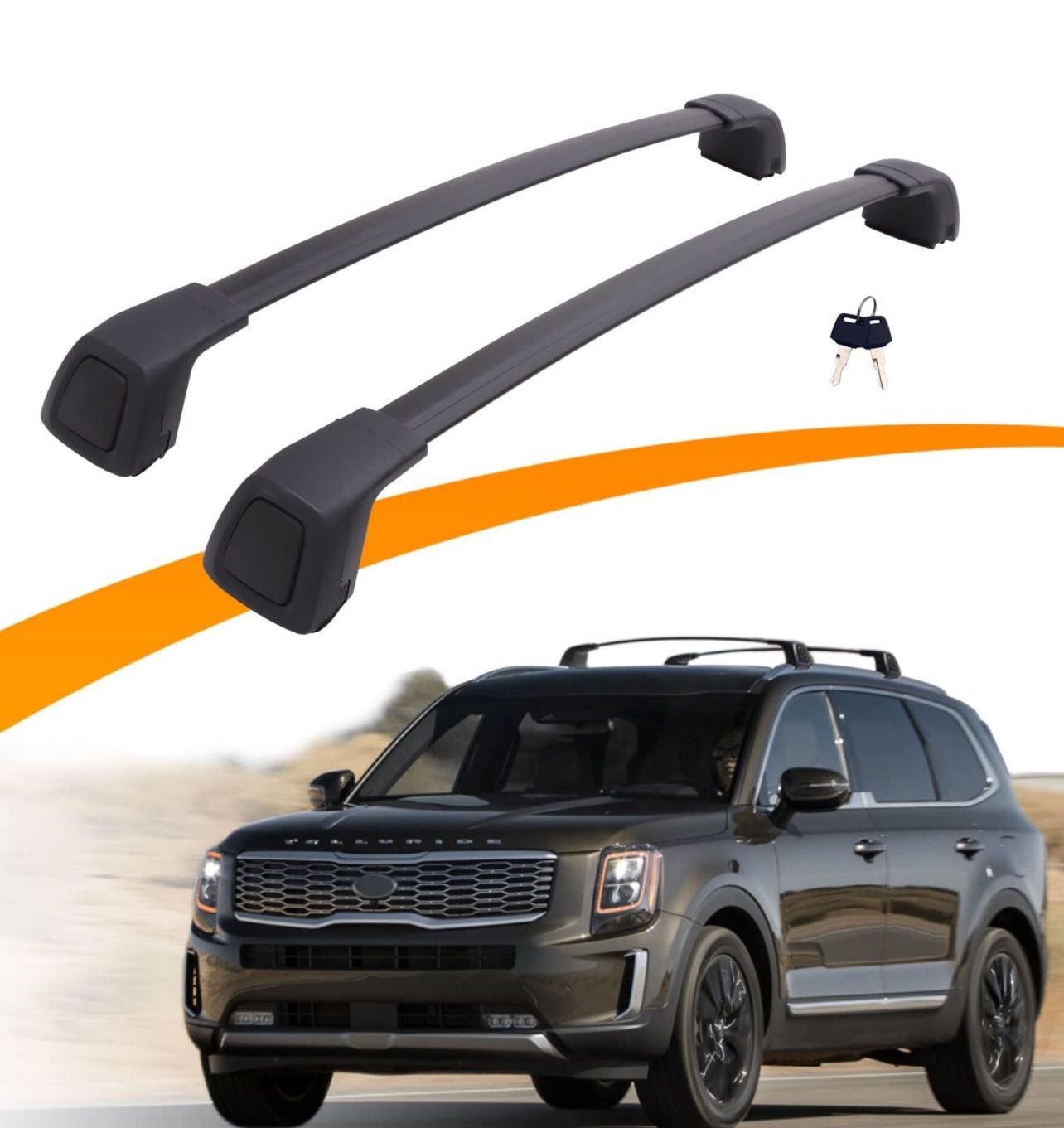 Snailfly Upgraded Roof Rack Cross Bars Fit for 2019-2024 Kia Telluride S SX SX-P EX Lockable Crossbars for Ski Kayak Bike Basket (Except X-Line and X-