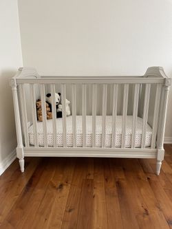 Pottery Barn Upholstered Crib (French Grey)