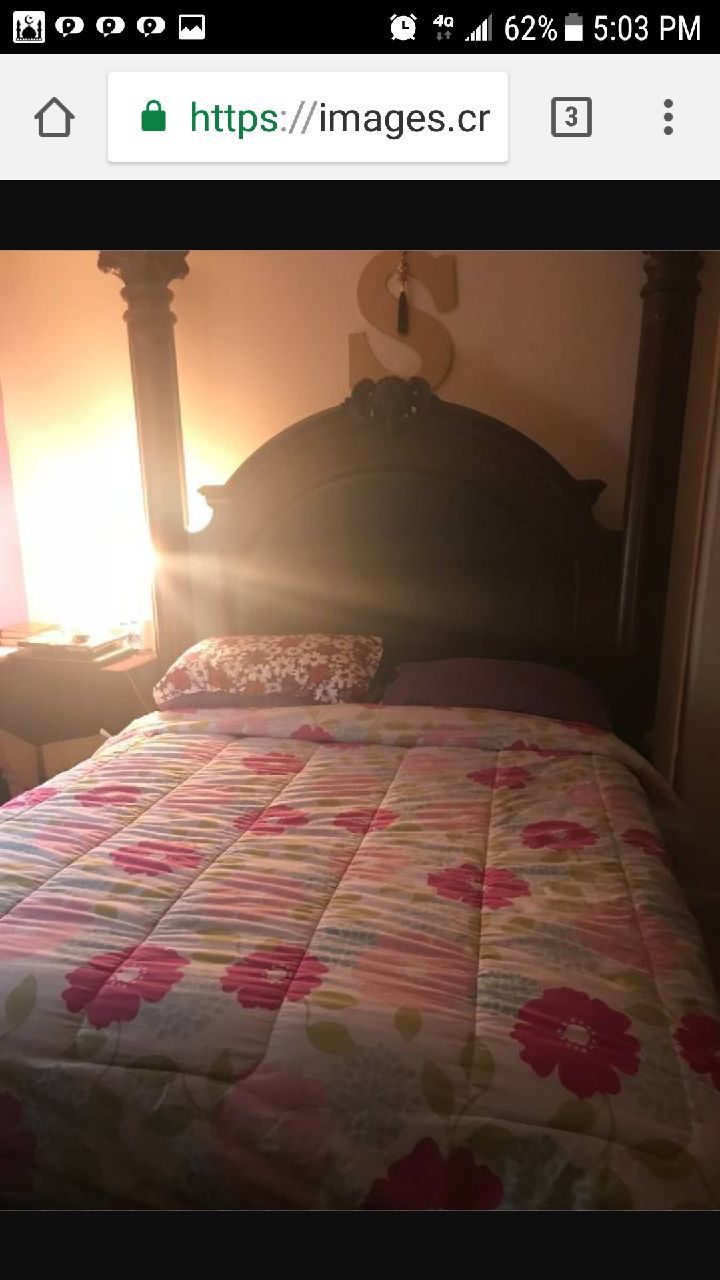 Canopy bed with one side table