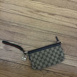 Gucci GG Monogram Canvas Wristlet / Clutch with Web Strap (Small Pouch)