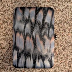 Black and gray with a hint of pink wallet