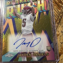 Jayden Daniels [Gold Refractor] #RRA-JD 2024 Topps Chrome All-Etch Rookie Rush Autograph