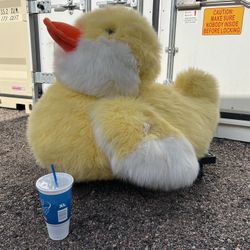 Russ Berrie WADDLES Duck Yellow White Soft Fuzzy Chubby Plush & Baby Waddles