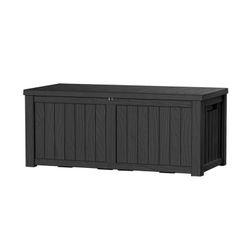 New in box-180 Gallon Outdoor Storage Box Waterproof Lockable Resin Deck Box Large, for Storing Pool Accessories, Tools, Toys. UV-Resistant, Black