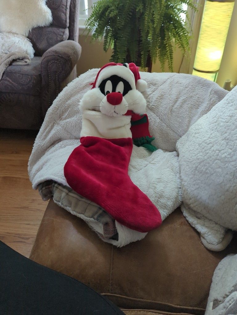 1990s Vintage Sylvester Christmas Stocking