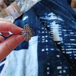 Antique Sterling Silver Cross Ring Size 9