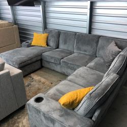 Corduroy Sectional Sofa/ Couch (We Deliver) 