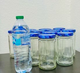 Empty Glass Jars with Blue Lids – Set of 12