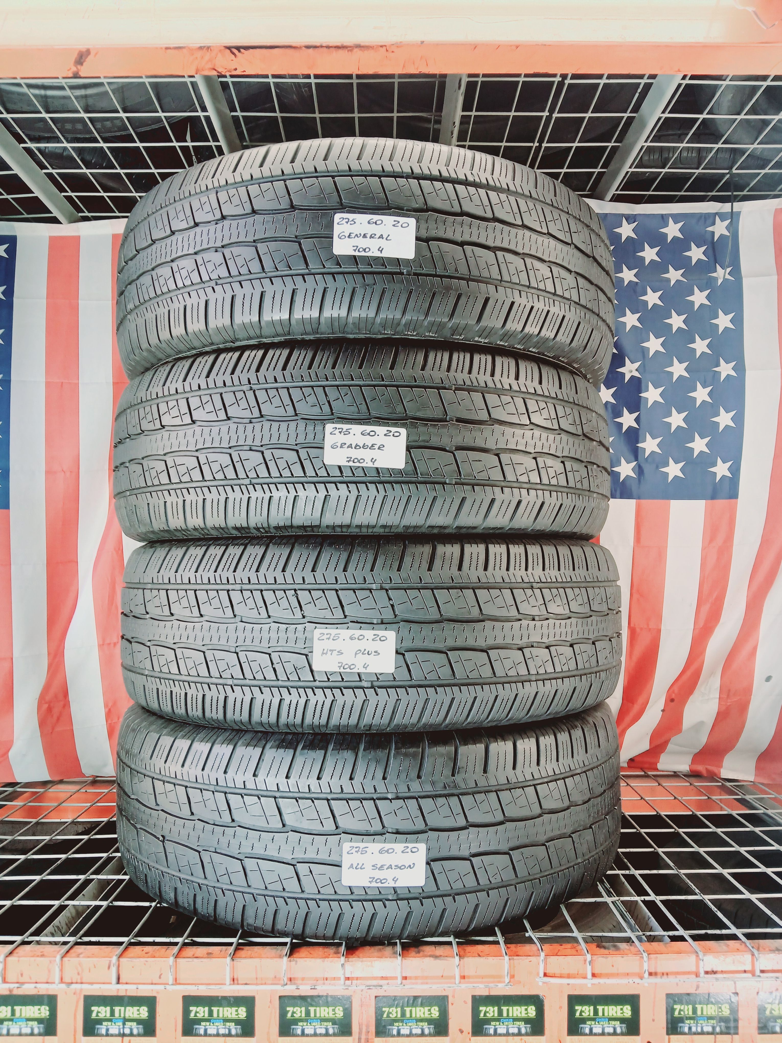 275/60R20 GENERAL GRABBER HTS USED TIRES TRUCK SUV ALL SEASON 275 60 20 ARMADA TITAN QX56 YUKON SUBURBAN SILVERADO COLORADO F-150 ESCALADE TAHO