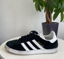 Women Size 7.5 adidas Gazelle Core Black White Shoes Boy Size 6