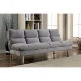 New Microfiber Grey Futon With Chrome Legs. 67x28x31H; 67 X 40 X 17H. Free Delivery!