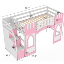 Twin Castle Loft Bed With Stairs