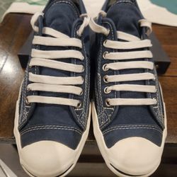 Converse Jack Purcell Blue Canvas  Striped Lining Mens 8.5
