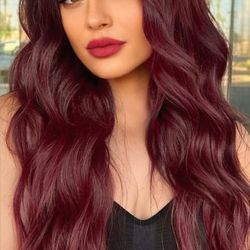 Red Wig,Long Burgundy Wavy Wig for Women