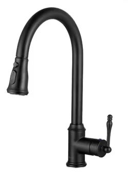 Easy-Install Single-Handle Pull-Down Sprayer Kitchen Faucet with Flexible Hose in Matte Black