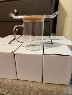 Bamboo glass cup with handle