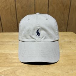 Vintage Polo Ralph Lauren Hat Cap Leather Strap Tan Navy Pony Men’s One Size PRL