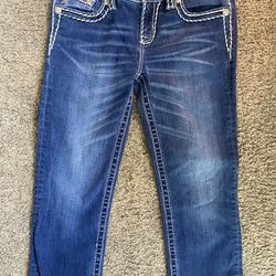 Miss Me Capri Jeans Size 27 Mid-Rise MS5014P217 Dark Wash Blue Denim 