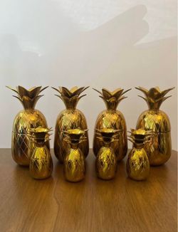Brass Pineapple Cups and Shot Glasses