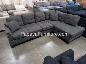 New! Grey Sectional Sofa With Tufted Buttons, Sofa, Sectional, Ash Grey Sectional, Small Living Room Sectional, Apartment Sofa, Couch, Sectionals, Sof