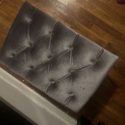 Grey Velvet Lucite Ottoman