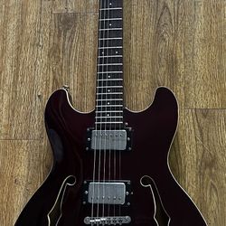 SILVERTONE SSLA-30 TR SEMI-HOLLOW GUITAR TRANSPARENT RED