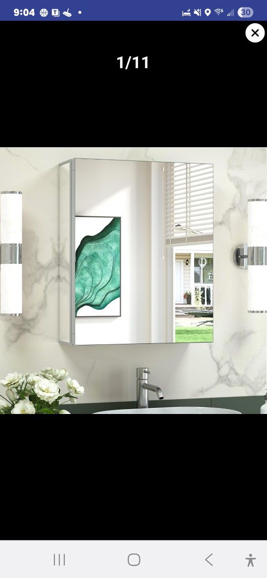 TokeShimi 16x20" Frameless Bathroom Medicine Cabinet With Mirror