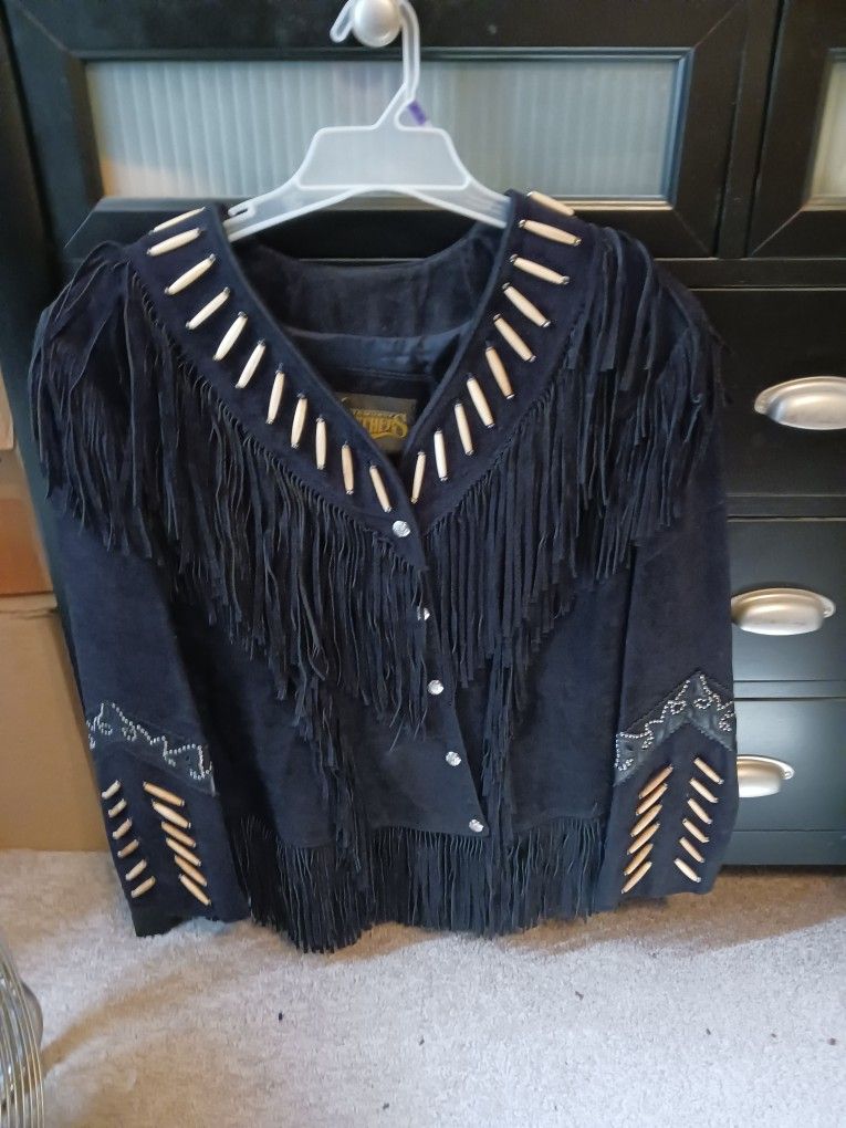 Genuine Leather Women's Fringe Jacket, Size 4. 