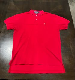 Polo Ralph Lauren Classic Fit Red Solid Cotton Knit Logo Polo Shirt M Golf