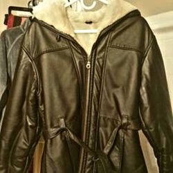 Womans Genuine Brown Leather Coat ~Sm/Med Size