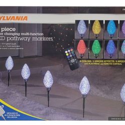 Sylvania 6 Piece Color Changing Multi Function Led Pathway 10 Foot lighted Length Brand New