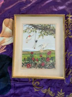 Genuine Leather hummingbird frame
