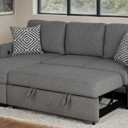 Brand New Grey Sectional Sofa Storage Sleeper 