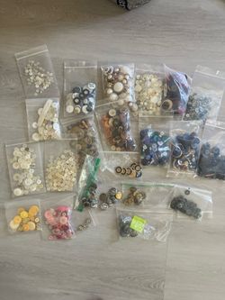 Vintage and modern unique, metal and plastic buttons