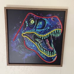 Neon dinosaur sign