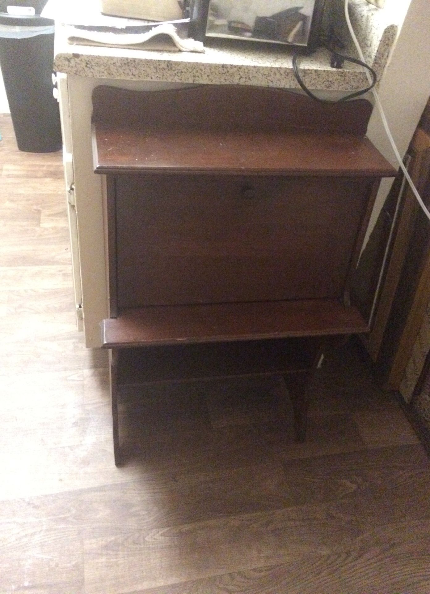 Old childs desk with a drop front and pigeon holes
