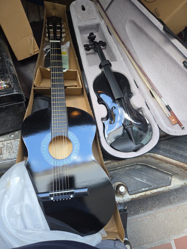 Guitar And Violin Black New