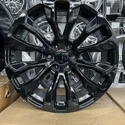 22” Gloss Black Rims For GMC Chevy Escalade Ram 3054022 Tires