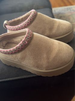 Tan Suede Platform Slip-On Slippers